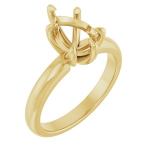 14K Yellow Gold 10x7 mm Pear Solitaire Engagement Ring Mounting