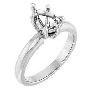 14K White Gold 9x6 mm Pear Solitaire Engagement Ring Mounting