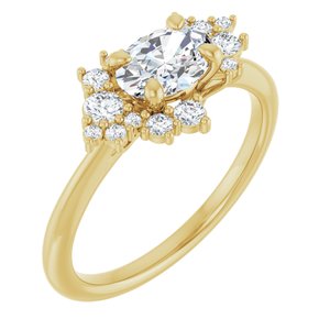 14K Yellow Gold 7x5 mm Oval 1/5 CTW Natural Diamond Semi-Set Engagement Ring
