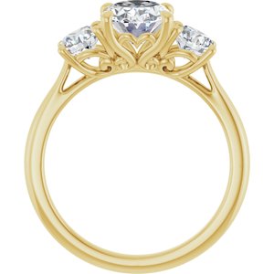 14K Yellow Gold 9x7 mm Oval 3/4 CTW Natural Diamond Semi-Set Three-Stone Engagement Ring