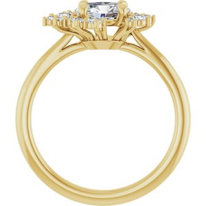 14K Yellow Gold 7x5 mm Oval 1/5 CTW Natural Diamond Semi-Set Engagement Ring