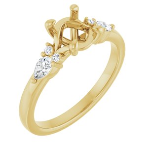 14K Yellow Gold 6.5 mm Round 1/5 CTW Lab-Grown Diamond Semi-Set Engagement Ring