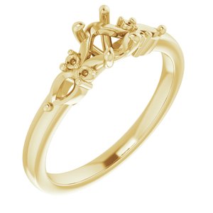 14K Yellow Gold 6x4 mm  Oval Accented Split Shank Engagement Mounting
