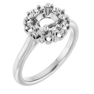 14K White Gold 6.5 mm Round Halo-Style Engagement Ring Mounting