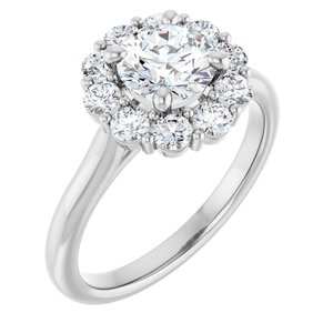 14K White Gold 6.5 mm Round 5/8 CTW Natural Diamond Semi-Set Engagement Ring