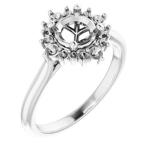 14K White Gold 6 mm Round Engagement Ring Mounting