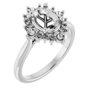 14K White Gold 8x6 mm Oval Engagement Ring Mounting