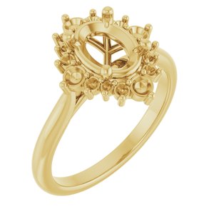 14K Yellow Gold 8x6 mm Oval Engagement Ring Mounting