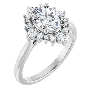 14K White Gold 8x6 mm Oval 1/5 CTW Lab-Grown Diamond Semi-Set Engagement Ring