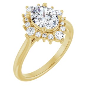 14K Yellow Gold 8x6 mm Oval 1/5 CTW Lab-Grown Diamond Semi-Set Engagement Ring