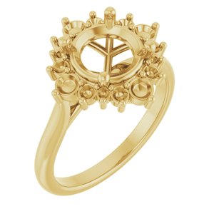 14K Yellow Gold 8 mm Round Engagement Ring Mounting