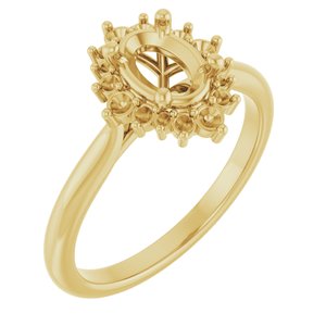 14K Yellow Gold 7x5 mm Oval Engagement Ring Mounting