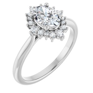 14K White Gold 7x5 mm Oval 1/5 CTW Lab-Grown Diamond Semi-Set Engagement Ring