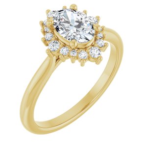 14K Yellow Gold 7x5 mm Oval 1/5 CTW Lab-Grown Diamond Semi-Set Engagement Ring