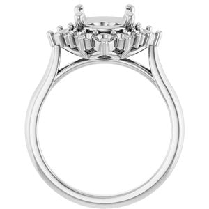 14K White Gold 10x8 mm Oval Engagement Ring Mounting