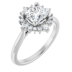 14K White Gold 6x6 mm Cushion 1/5 CTW Lab-Grown Diamond Semi-Set Engagement Ring
