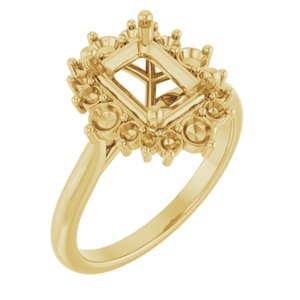 14K Yellow Gold 8x6 mm Emerald Engagement Ring Mounting