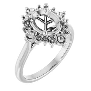 14K White Gold 9x7 mm Oval Engagement Ring Mounting