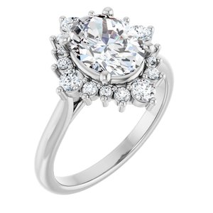14K White Gold 9x7 mm Oval 1/5 CTW Lab-Grown Diamond Semi-Set Engagement Ring