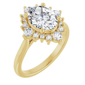 14K Yellow Gold 9x7 mm Oval 3/8 CTW Natural Diamond Semi-Set Engagement Ring
