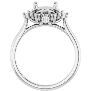 14K White Gold 9x7 mm Oval Engagement Ring Mounting