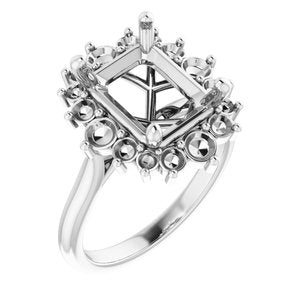 14K White Gold 10x8 mm Emerald Engagement Ring Mounting