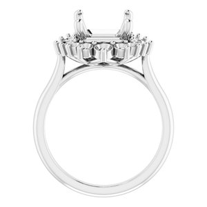14K White Gold 10x8 mm Emerald Engagement Ring Mounting