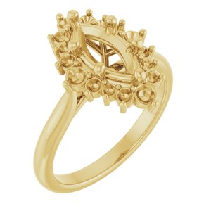 14K Yellow Gold 10x5 mm Marquise Engagement Ring Mounting