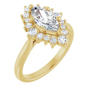 14K Yellow Gold 10x5 mm Marquise 3/8 CTW Lab-Grown Diamond Semi-Set Engagement Ring