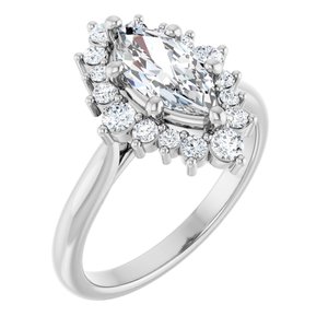 14K White Gold 10x5 mm Marquise 3/8 CTW Lab-Grown Diamond Semi-Set Engagement Ring