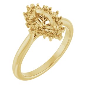 14K Yellow Gold 8x4 mm Marquise Engagement Ring Mounting
