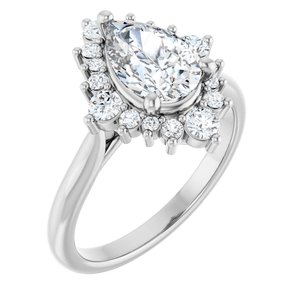 14K White Gold 9x6 mm Pear 1/6 CTW Lab-Grown Diamond Semi-Set Engagement Ring