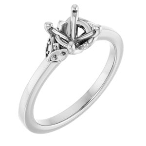 14K White Gold 6.5 mm Round Engagement Ring Mounting