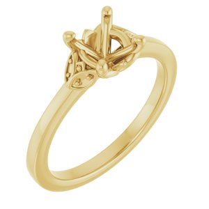 14K Yellow Gold 6.5 mm Round Engagement Ring Mounting