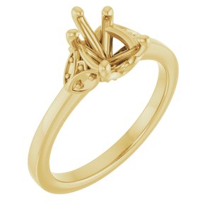 14K Yellow Gold 8x6 mm Pear Engagement Ring Mounting