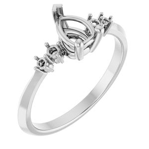 14K White Gold 7x5 mm Pear Engagement Ring Mounting
