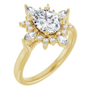 14K Yellow Gold 8x6 mm Oval 1/3 CTW Natural Diamond Semi-Set Engagement Ring