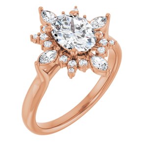 14K Rose Gold 8x6 mm Oval 1/3 CTW Natural Diamond Semi-Set Engagement Ring