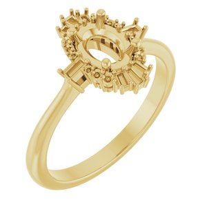 14K Yellow Gold 7x5 mm Oval Engagement Ring Mounting