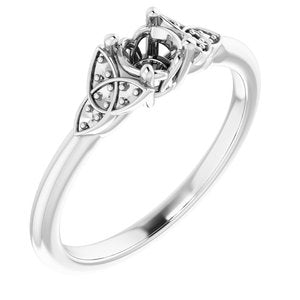 14K White Gold 4.4 mm Round Engagement Ring Mounting