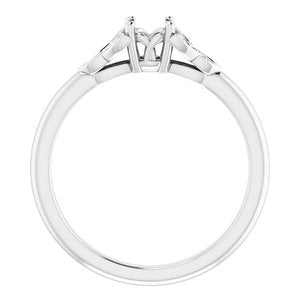 14K White Gold 4.4 mm Round Engagement Ring Mounting