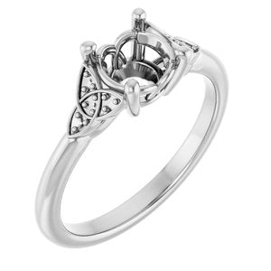 14K White Gold 6.5 mm Round Engagement Ring Mounting
