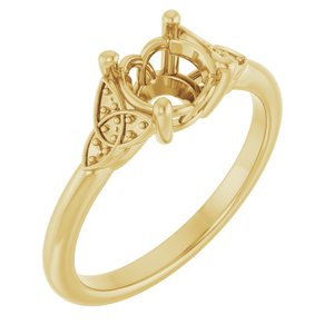 14K Yellow Gold 6.5 mm Round Engagement Ring Mounting