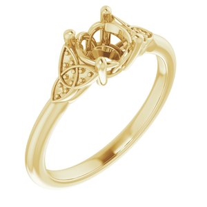 14K Yellow Gold 6 mm Round Engagement Ring Mounting