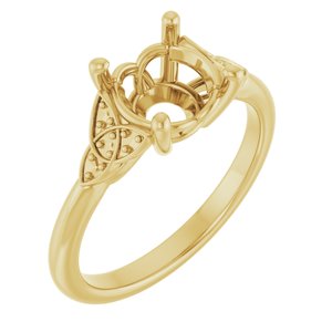 14K Yellow Gold 8 mm Round Engagement Ring Mounting