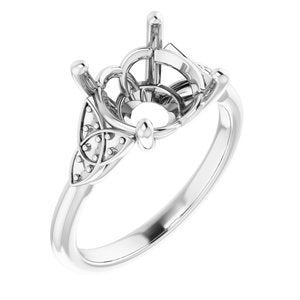 14K White Gold 10 mm Round Engagement Ring Mounting