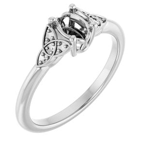 14K White Gold 6x4 mm Oval Engagement Ring Mounting