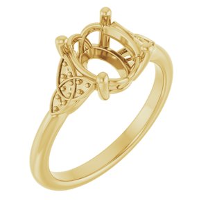 14K Yellow Gold 9x7 mm Oval Engagement Ring Mounting