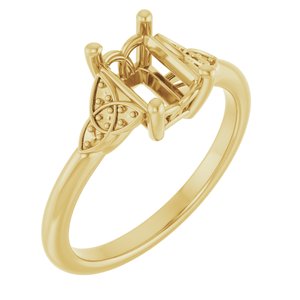 10K Yellow Gold 7x5 mm Emerald Engagement Ring Mounting
