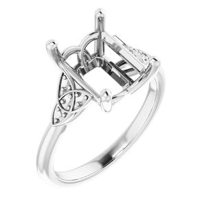 14K White Gold 10x8 mm Emerald Engagement Ring Mounting